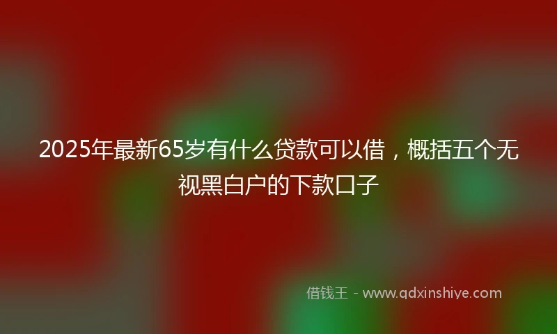 2025年最新65岁有什么贷款可以借，概括五个无视黑白户的下款口子