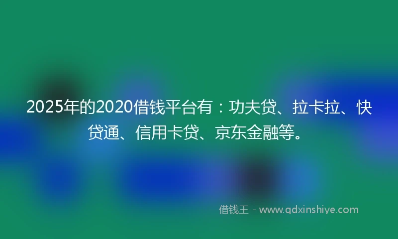2025年的2020借钱平台有：功夫贷、拉卡拉、快贷通、信用卡贷、京东金融等。