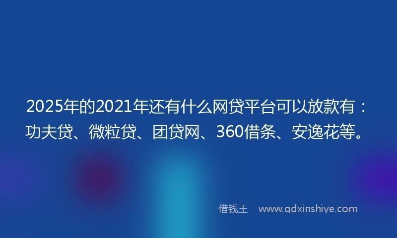 2025年的2021年还有什么网贷平台可以放款有：功夫贷、微粒贷、团贷网、360借条、安逸花等。