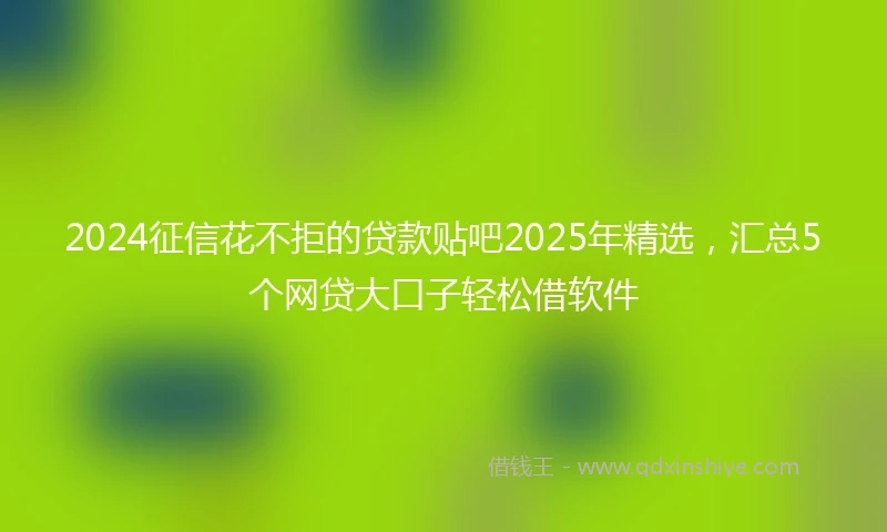 2024征信花不拒的贷款贴吧2025年精选，汇总5个网贷大口子轻松借软件