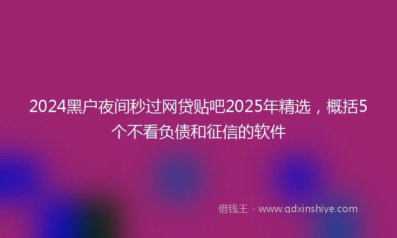 2024黑户夜间秒过网贷贴吧2025年精选，概括5个不看负债和征信的软件
