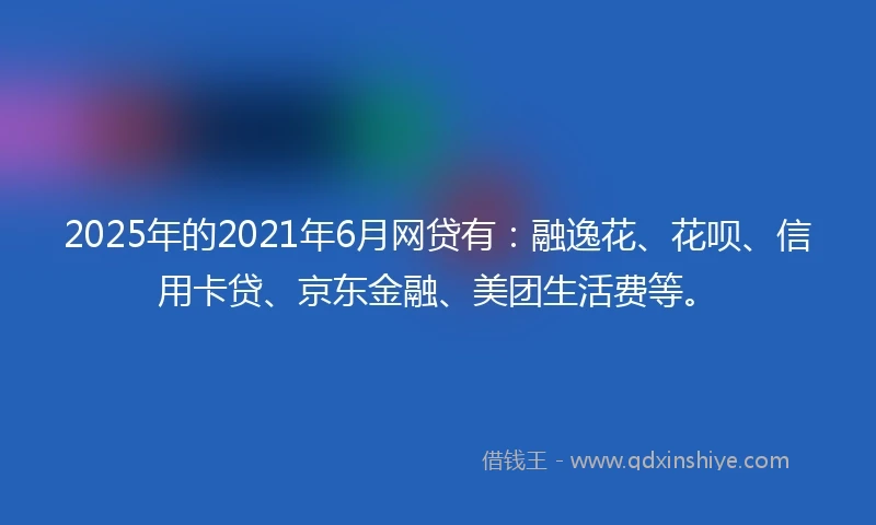 2025年的2021年6月网贷有：融逸花、花呗、信用卡贷、京东金融、美团生活费等。