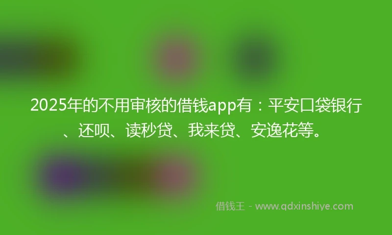 2025年的不用审核的借钱app有：平安口袋银行、还呗、读秒贷、我来贷、安逸花等。