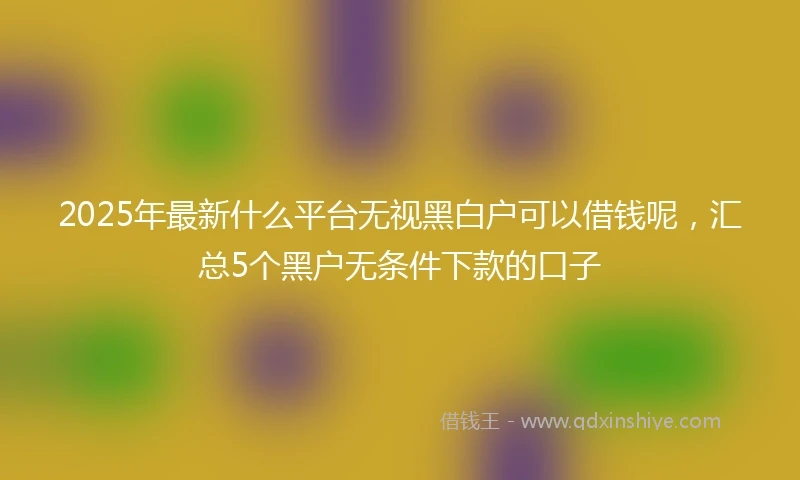 2025年最新什么平台无视黑白户可以借钱呢，汇总5个黑户无条件下款的口子