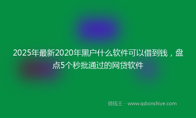 2025年最新2020年黑户什么软件可以借到钱，盘点5个秒批通过的网贷软件