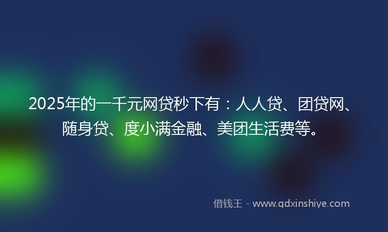 2025年的一千元网贷秒下有：人人贷、团贷网、随身贷、度小满金融、美团生活费等。