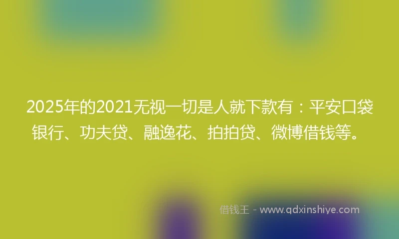 2025年的2021无视一切是人就下款有：平安口袋银行、功夫贷、融逸花、拍拍贷、微博借钱等。
