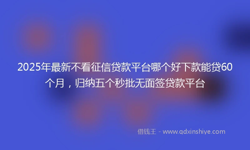 2025年最新不看征信贷款平台哪个好下款能贷60个月，归纳五个秒批无面签贷款平台