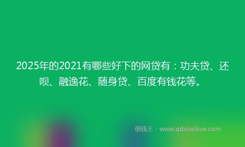 2025年的2021有哪些好下的网贷有：功夫贷、还呗、融逸花、随身贷、百度有钱花等。