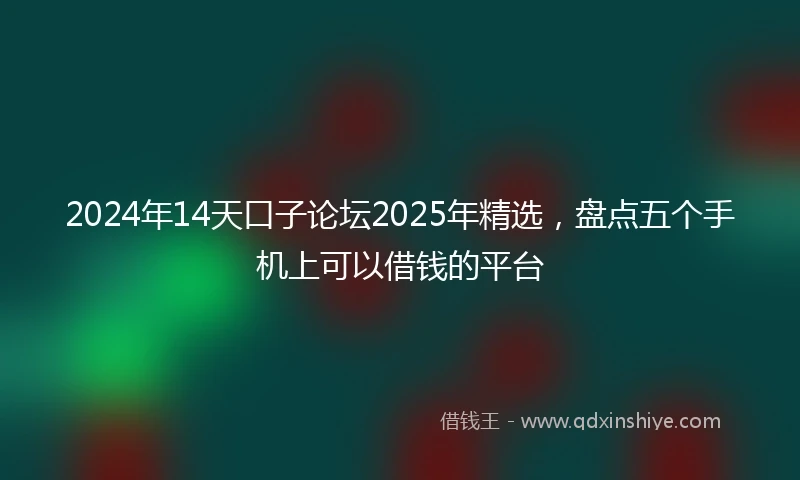 2024年14天口子论坛2025年精选，盘点五个手机上可以借钱的平台