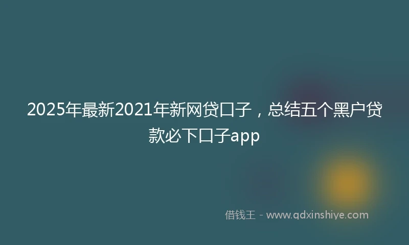 2025年最新2021年新网贷口子，总结五个黑户贷款必下口子app