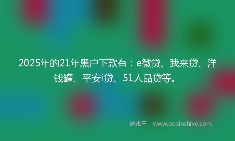 2025年的21年黑户下款有：e微贷、我来贷、洋钱罐、平安i贷、51人品贷等。