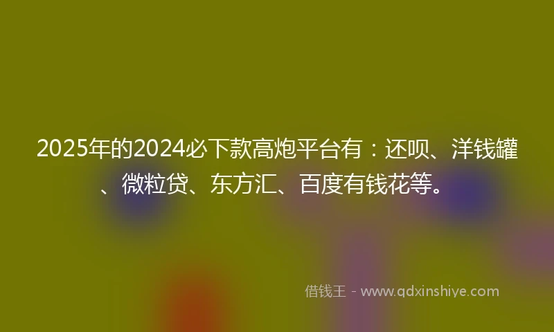 2025年的2024必下款高炮平台有：还呗、洋钱罐、微粒贷、东方汇、百度有钱花等。