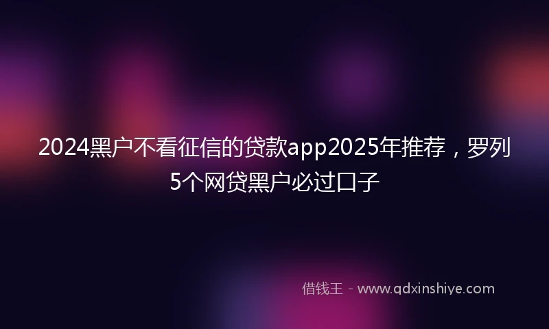 2024黑户不看征信的贷款app2025年推荐，罗列5个网贷黑户必过口子