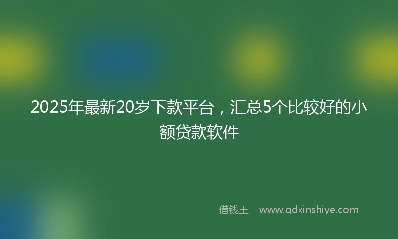 2025年最新20岁下款平台，汇总5个比较好的小额贷款软件