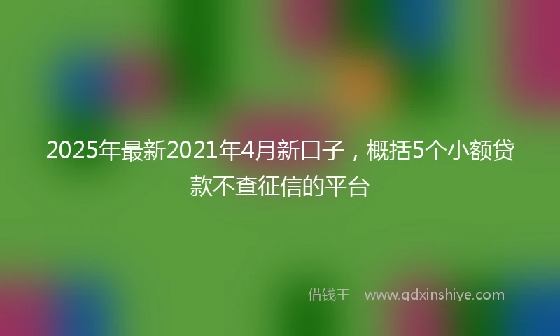 2025年最新2021年4月新口子，概括5个小额贷款不查征信的平台