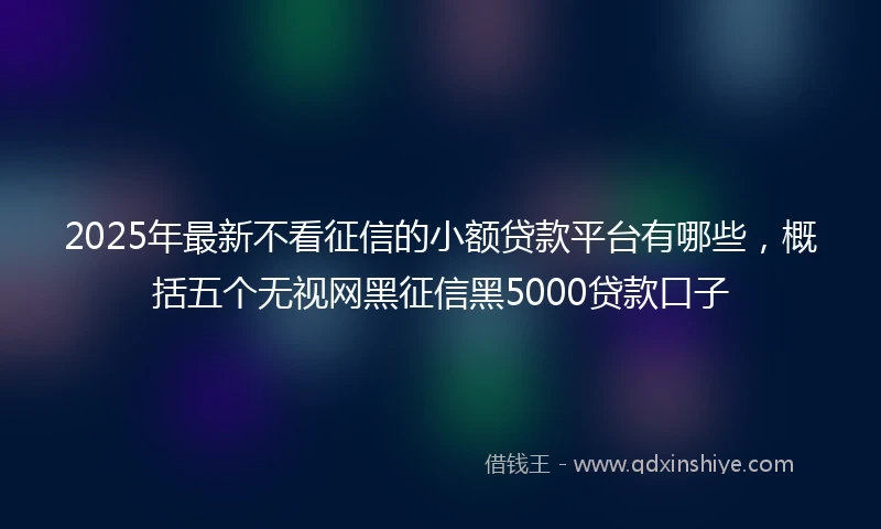 2025年最新不看征信的小额贷款平台有哪些，概括五个无视网黑征信黑5000贷款口子