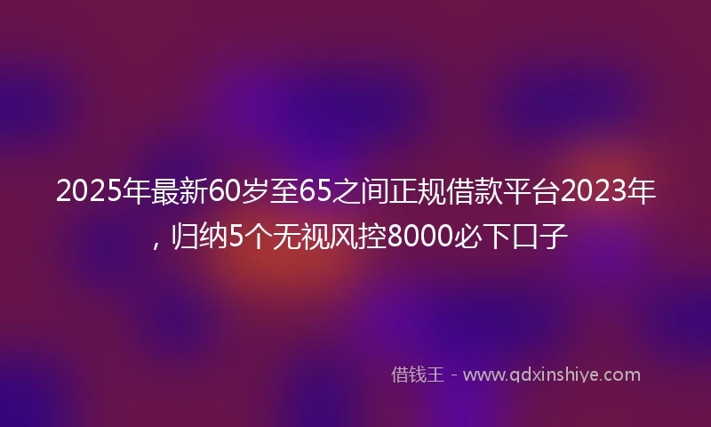 2025年最新60岁至65之间正规借款平台2023年，归纳5个无视风控8000必下口子