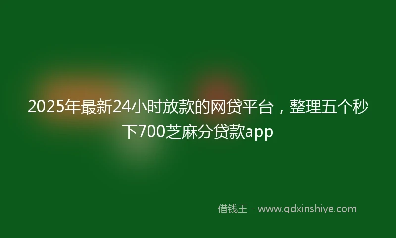 2025年最新24小时放款的网贷平台，整理五个秒下700芝麻分贷款app