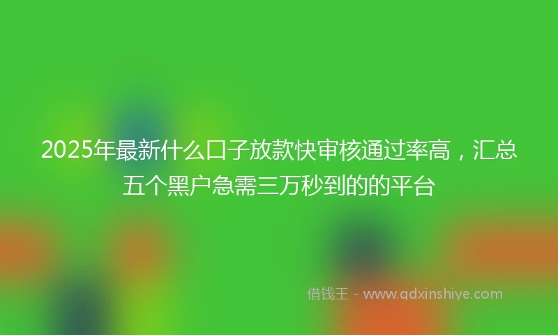 2025年最新什么口子放款快审核通过率高，汇总五个黑户急需三万秒到的的平台