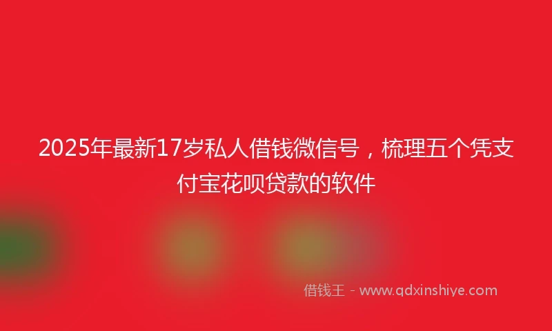 2025年最新17岁私人借钱微信号，梳理五个凭支付宝花呗贷款的软件
