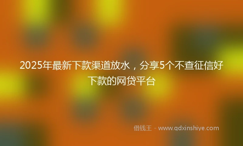 2025年最新下款渠道放水，分享5个不查征信好下款的网贷平台
