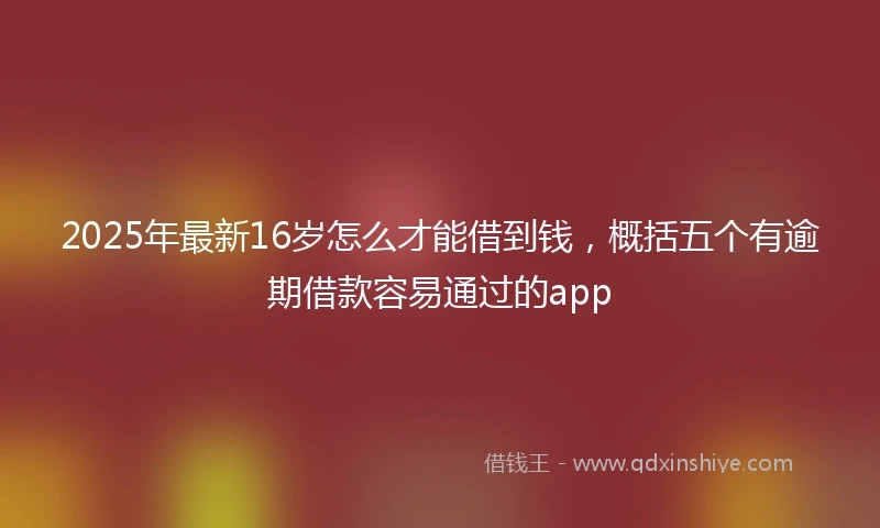 2025年最新16岁怎么才能借到钱，概括五个有逾期借款容易通过的app