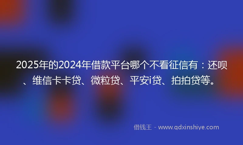 2025年的2024年借款平台哪个不看征信有：还呗、维信卡卡贷、微粒贷、平安i贷、拍拍贷等。