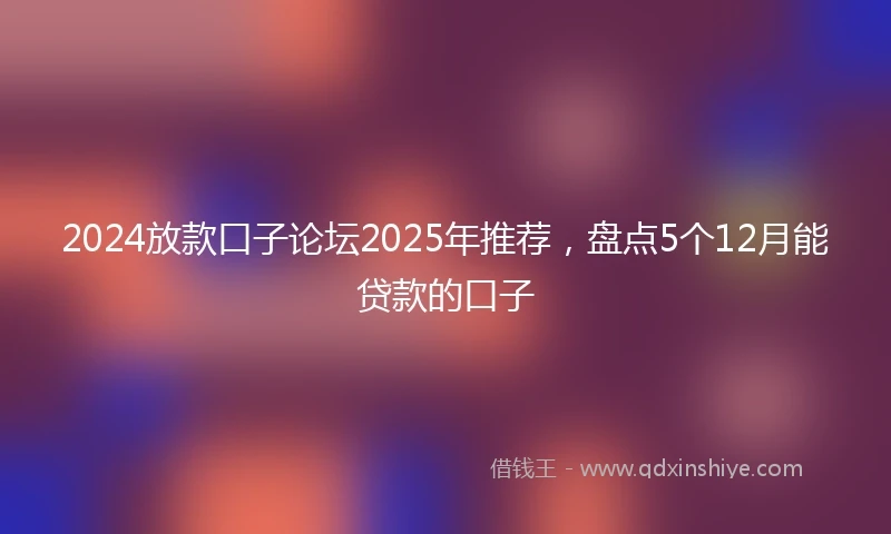 2024放款口子论坛2025年推荐，盘点5个12月能贷款的口子