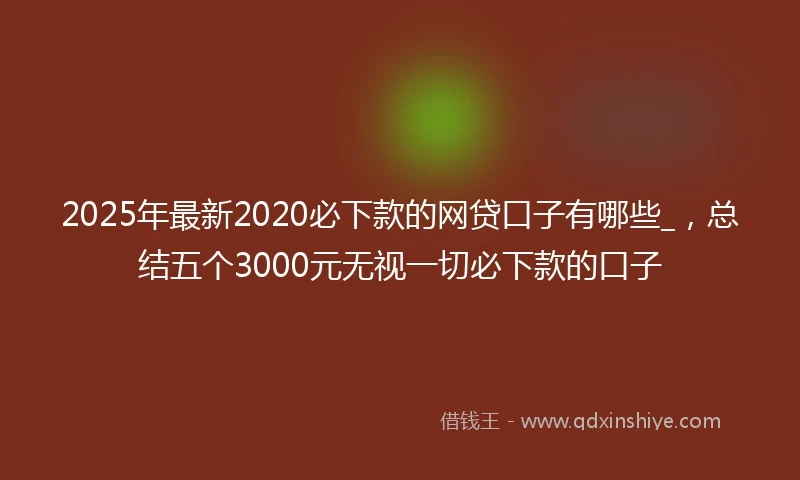 2025年最新2020必下款的网贷口子有哪些_，总结五个3000元无视一切必下款的口子