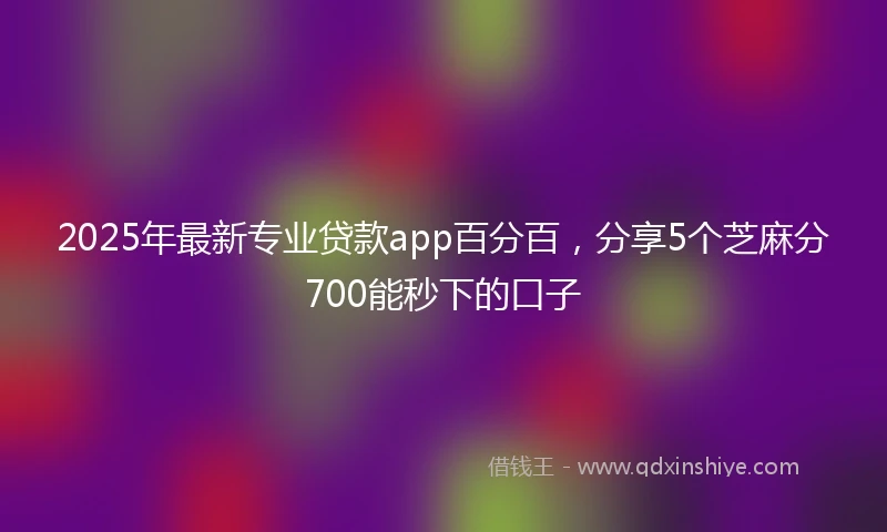 2025年最新专业贷款app百分百，分享5个芝麻分700能秒下的口子
