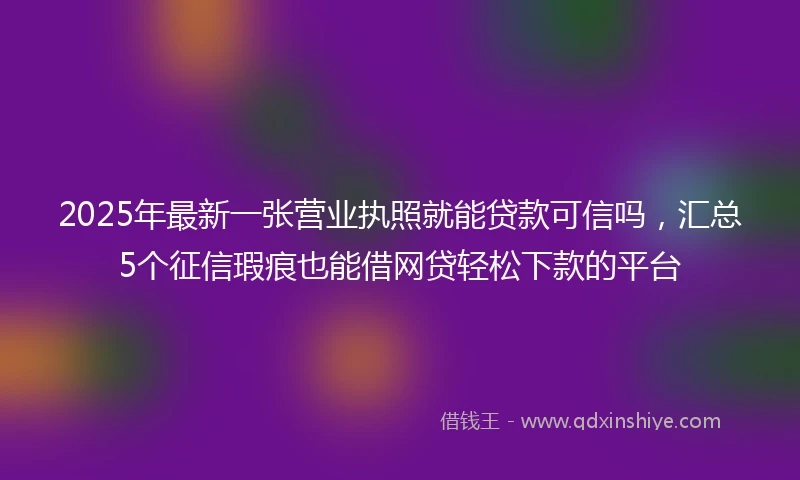 2025年最新一张营业执照就能贷款可信吗，汇总5个征信瑕疵也能借网贷轻松下款的平台