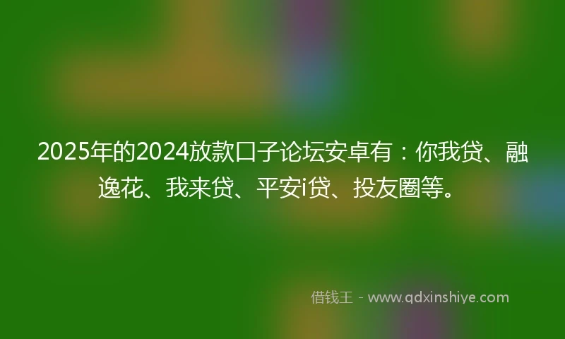 2025年的2024放款口子论坛安卓有：你我贷、融逸花、我来贷、平安i贷、投友圈等。