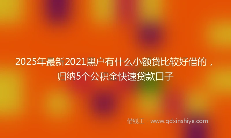 2025年最新2021黑户有什么小额贷比较好借的，归纳5个公积金快速贷款口子