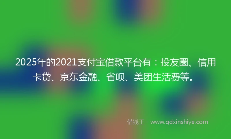2025年的2021支付宝借款平台有：投友圈、信用卡贷、京东金融、省呗、美团生活费等。