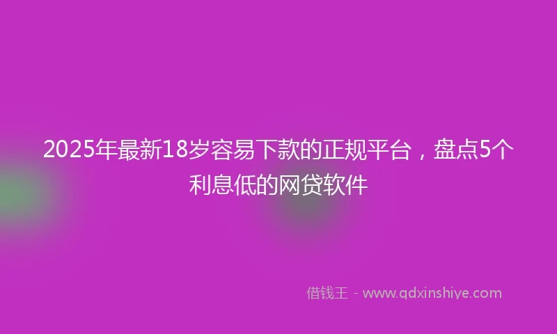 2025年最新18岁容易下款的正规平台，盘点5个利息低的网贷软件
