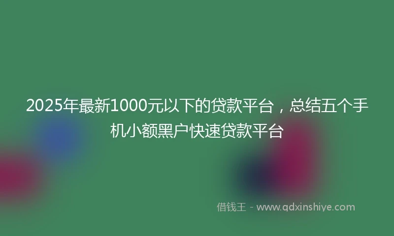 2025年最新1000元以下的贷款平台，总结五个手机小额黑户快速贷款平台