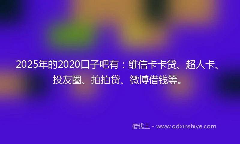 2025年的2020口子吧有：维信卡卡贷、超人卡、投友圈、拍拍贷、微博借钱等。