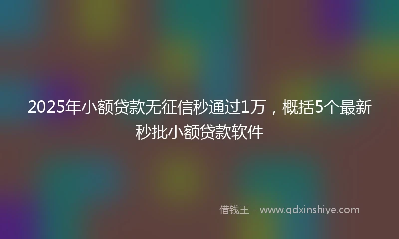 2025年小额贷款无征信秒通过1万，概括5个最新秒批小额贷款软件