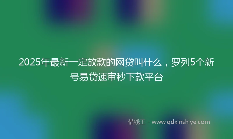 2025年最新一定放款的网贷叫什么，罗列5个新号易贷速审秒下款平台