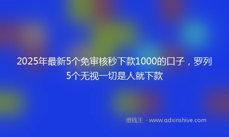 2025年最新5个免审核秒下款1000的口子，罗列5个无视一切是人就下款