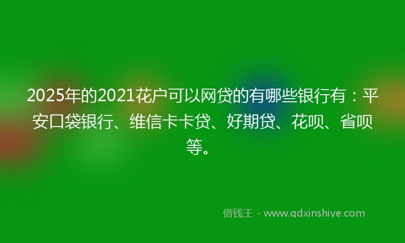 2025年的2021花户可以网贷的有哪些银行有：平安口袋银行、维信卡卡贷、好期贷、花呗、省呗等。