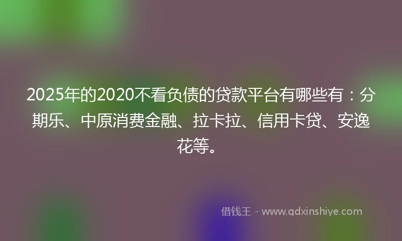 2025年的2020不看负债的贷款平台有哪些有：分期乐、中原消费金融、拉卡拉、信用卡贷、安逸花等。