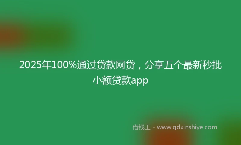2025年100%通过贷款网贷，分享五个最新秒批小额贷款app