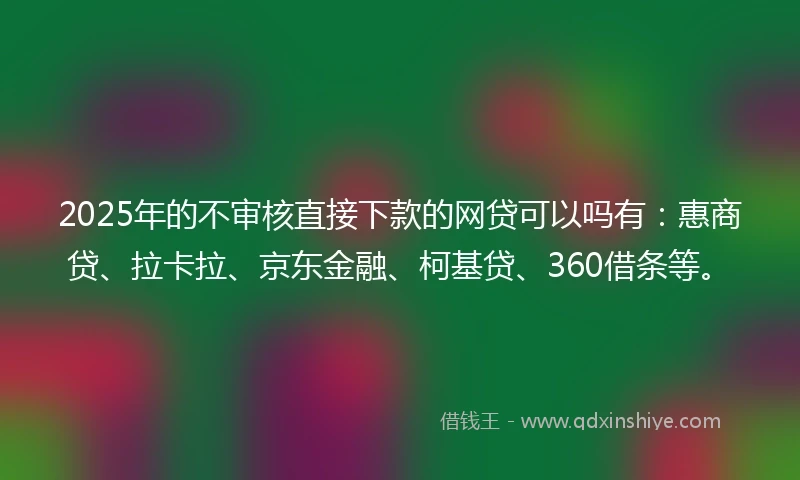 2025年的不审核直接下款的网贷可以吗有：惠商贷、拉卡拉、京东金融、柯基贷、360借条等。