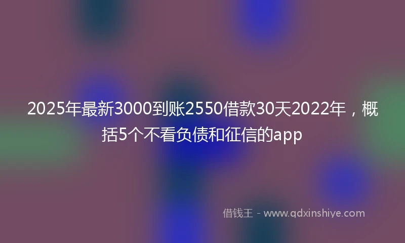 2025年最新3000到账2550借款30天2022年，概括5个不看负债和征信的app