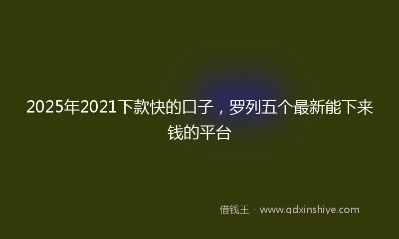 2025年2021下款快的口子，罗列五个最新能下来钱的平台