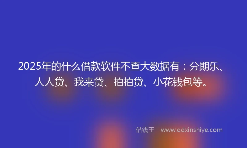 2025年的什么借款软件不查大数据有：分期乐、人人贷、我来贷、拍拍贷、小花钱包等。