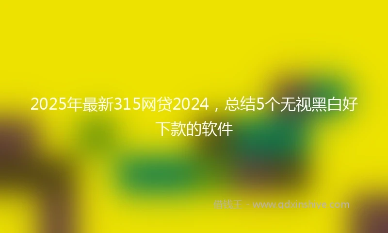 2025年最新315网贷2024，总结5个无视黑白好下款的软件