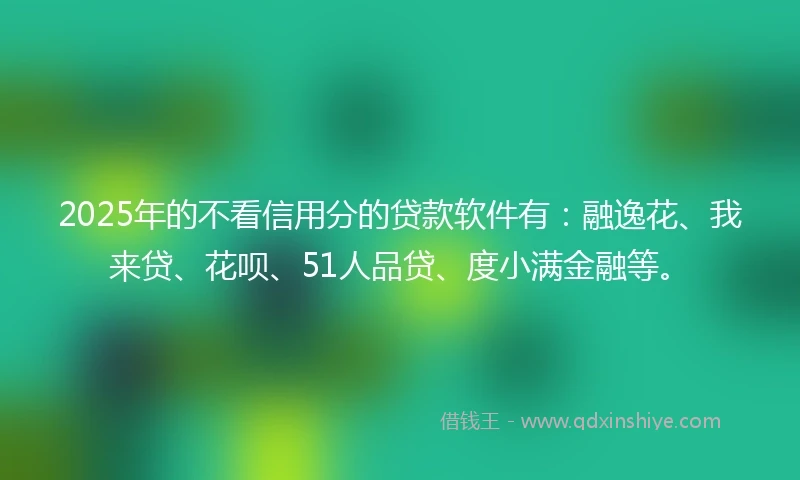 2025年的不看信用分的贷款软件有：融逸花、我来贷、花呗、51人品贷、度小满金融等。